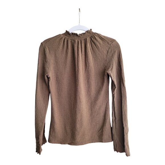 Madewell l/s Ruffled Mockneck Top Textured XXS in Asparagus Olive Green - Picture 8 of 14